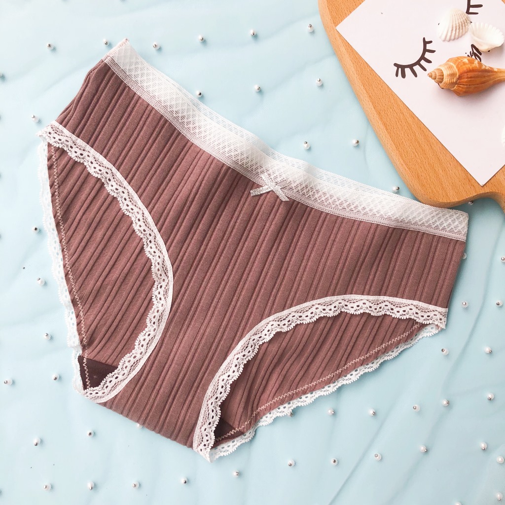 5PCS Product Threaded Cotton Underwear Women's Low-waist Breathable Simple Briefs Bag Hip Panties