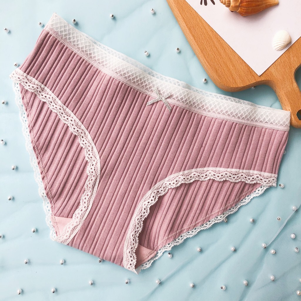 5PCS Product Threaded Cotton Underwear Women's Low-waist Breathable Simple Briefs Bag Hip Panties