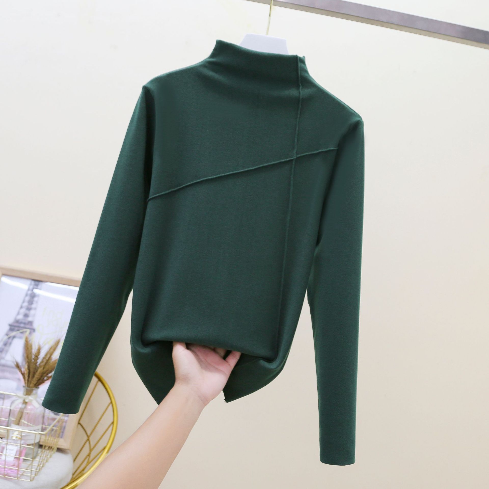 Women's Warm Clothing Autumn and Winter Large Size High Neck Bottoming Shirt Long Sleeves