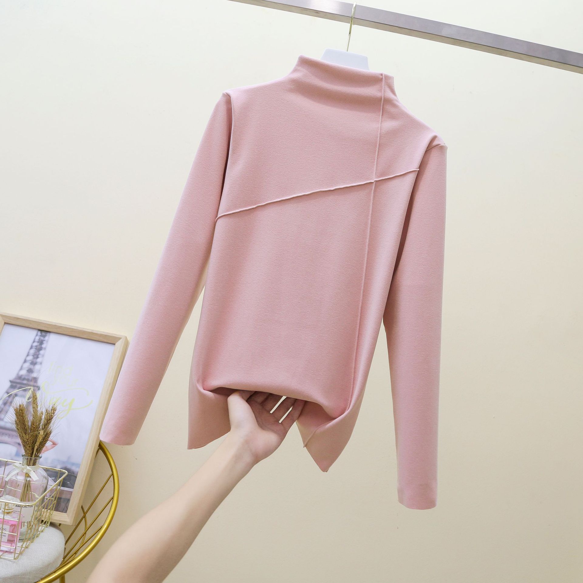 Women's Warm Clothing Autumn and Winter Large Size High Neck Bottoming Shirt Long Sleeves