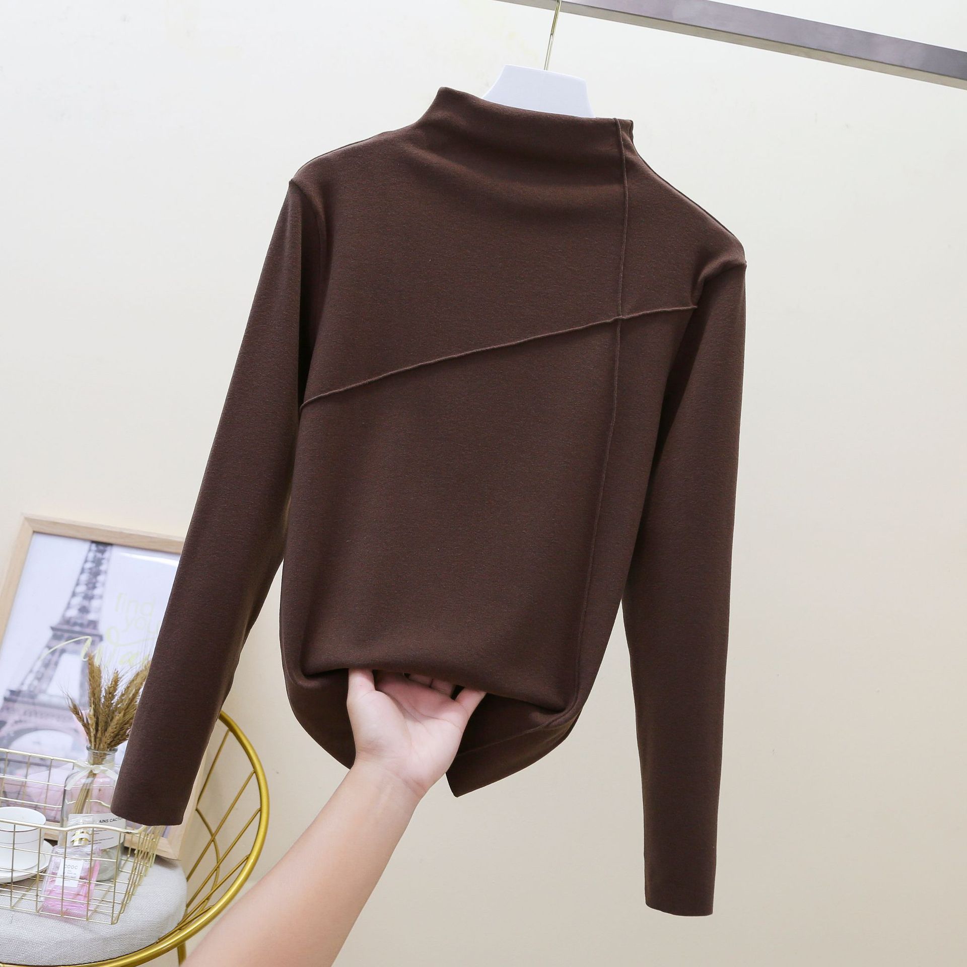 Women's Warm Clothing Autumn and Winter Large Size High Neck Bottoming Shirt Long Sleeves