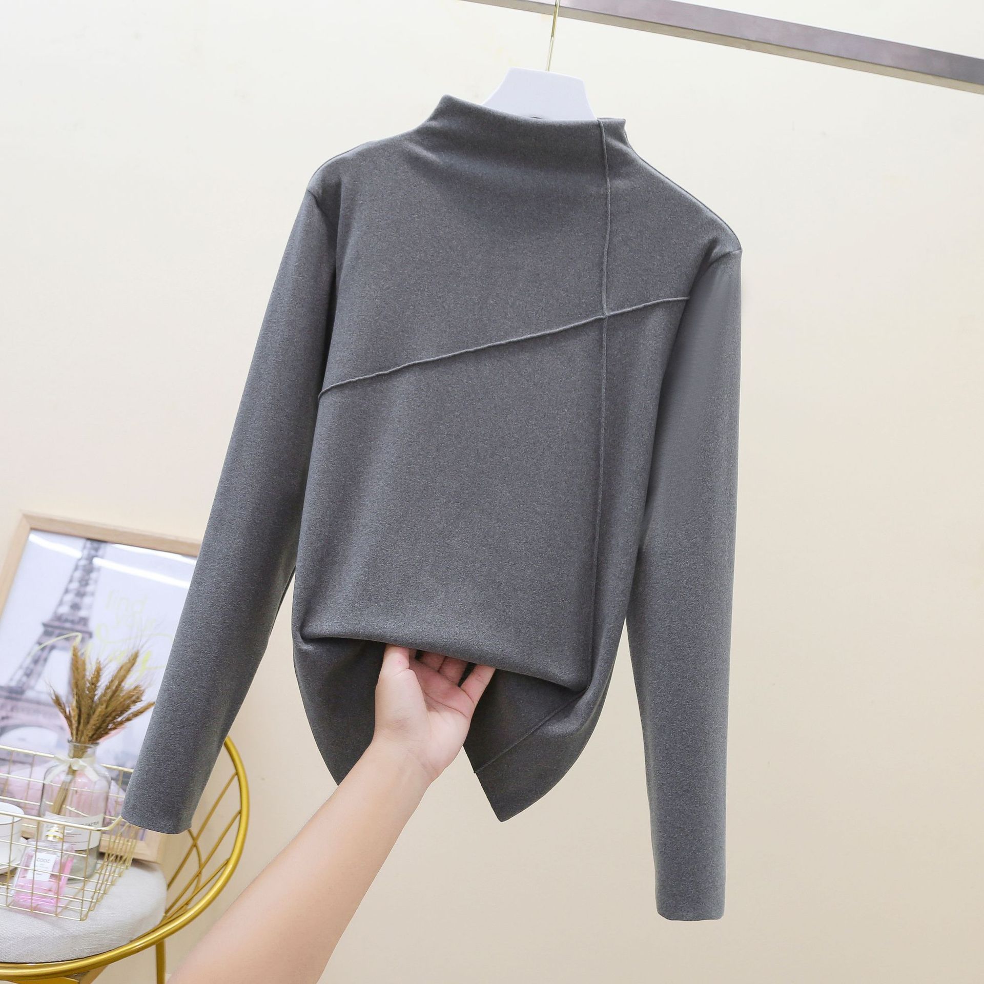 Women's Warm Clothing Autumn and Winter Large Size High Neck Bottoming Shirt Long Sleeves