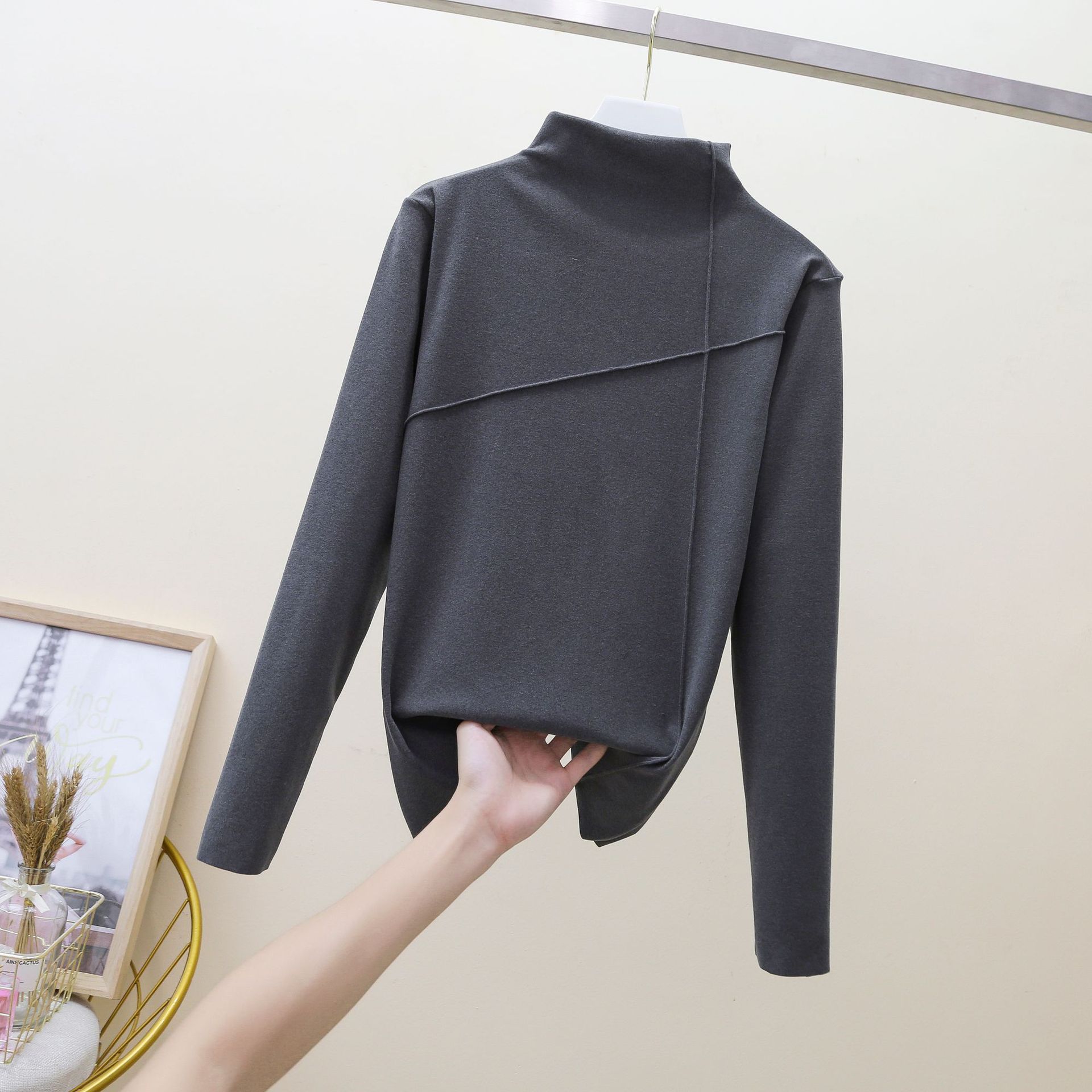 Women's Warm Clothing Autumn and Winter Large Size High Neck Bottoming Shirt Long Sleeves