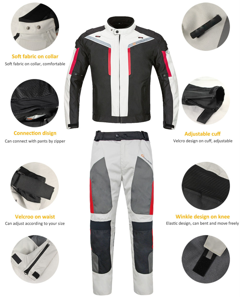 Motorcycle Jacket Pants Protective Suit Waterproof Racing Clothing Summer Motorbike Safety Coat