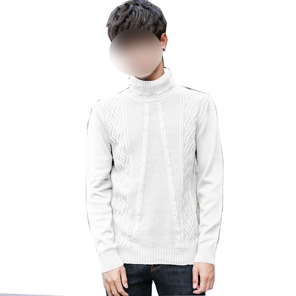 Men's Cotton Knitwear Casual Thick Needle Turtleneck Sweater Youth Top Warm Bottoming Shirt Men's