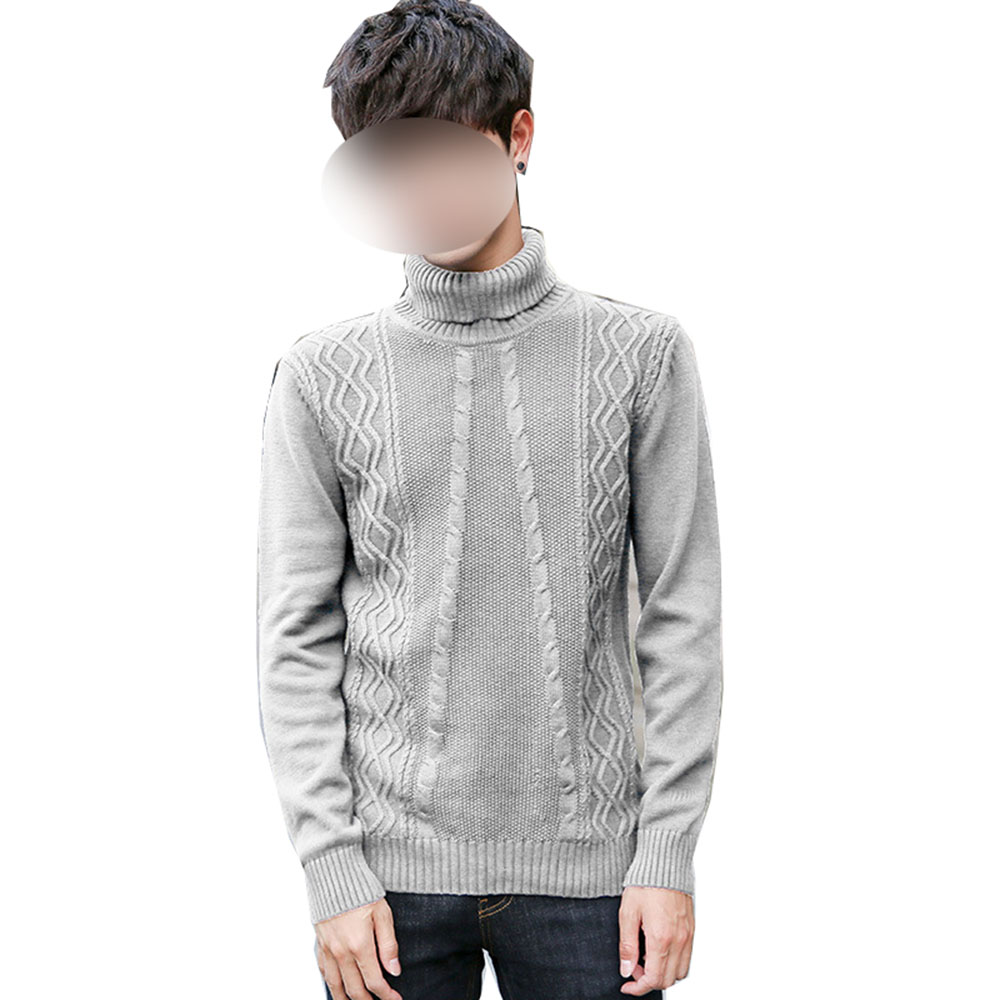 Men's Cotton Knitwear Casual Thick Needle Turtleneck Sweater Youth Top Warm Bottoming Shirt Men's