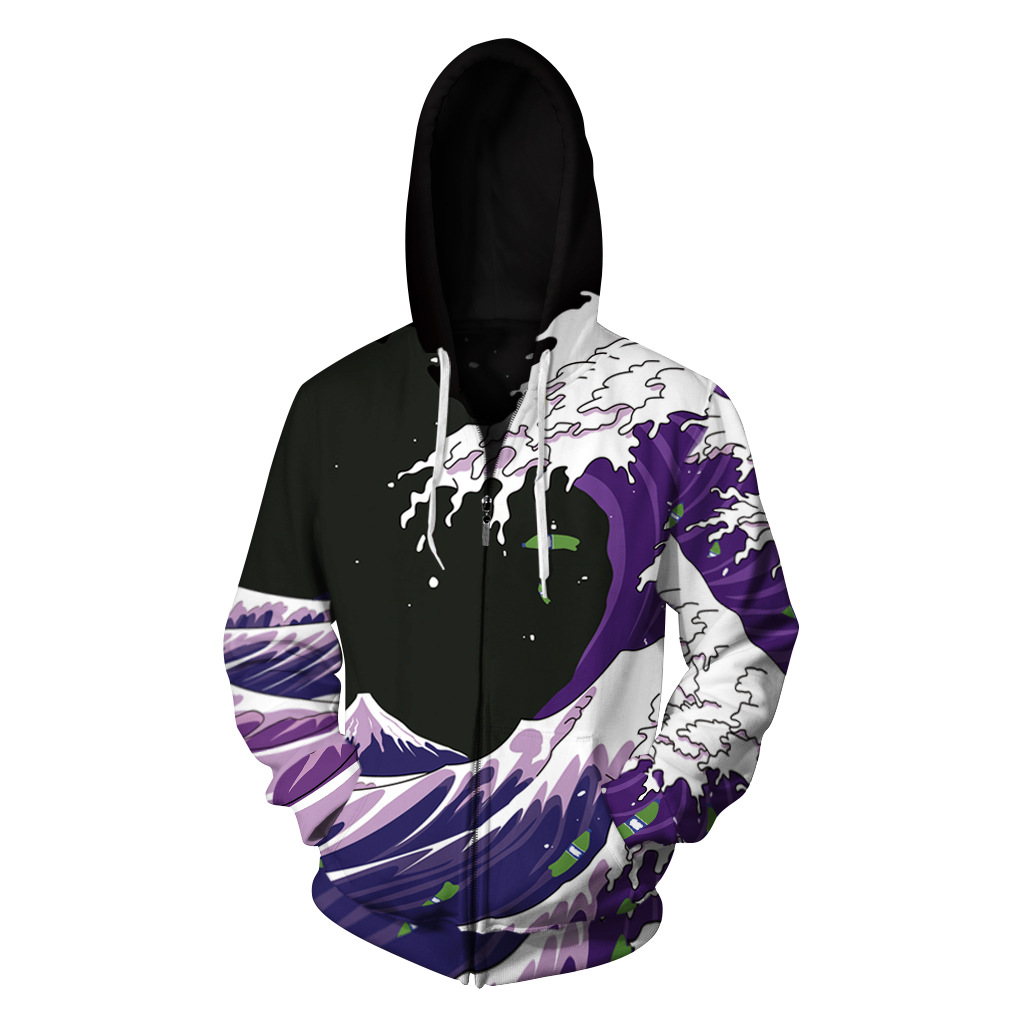Explosive Chicken Ramen Digital Printing Fleece Zipper Hooded Sweatshirt Sports