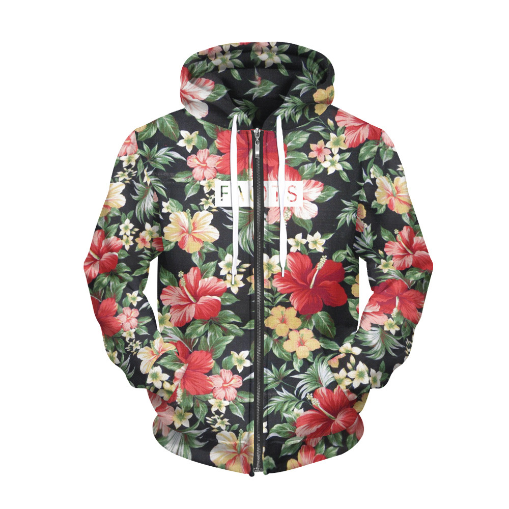 Explosive Chicken Ramen Digital Printing Fleece Zipper Hooded Sweatshirt Sports