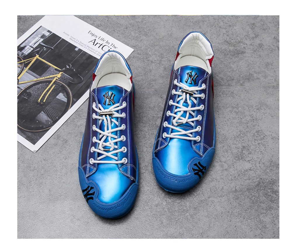 Fashion Embroidered Sneakers Men's Luxury Flat Mirrors Casual Shoes Shiny Glitter Shoes Mens