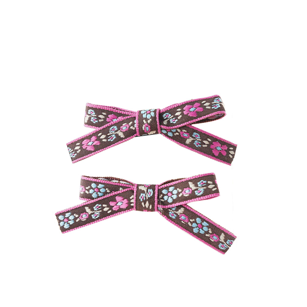 4 PCS Children's Embroidery Bow Hairpin Cute Multi-color Simple All-inclusive Duckbill Side Clip