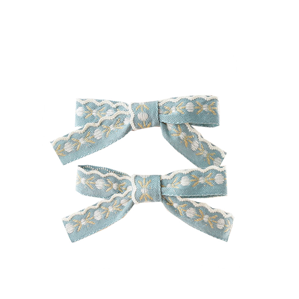 4 PCS Children's Embroidery Bow Hairpin Cute Multi-color Simple All-inclusive Duckbill Side Clip