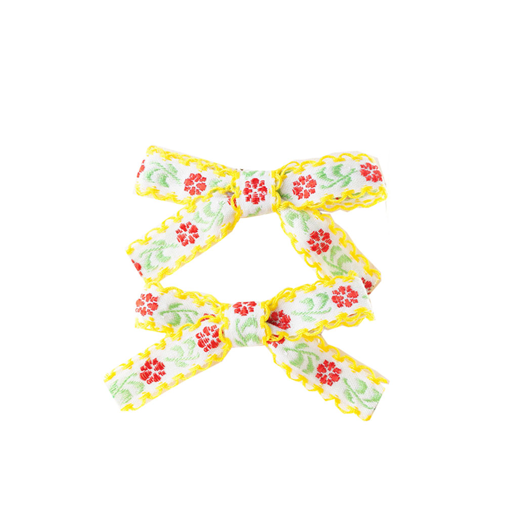 4 PCS Children's Embroidery Bow Hairpin Cute Multi-color Simple All-inclusive Duckbill Side Clip