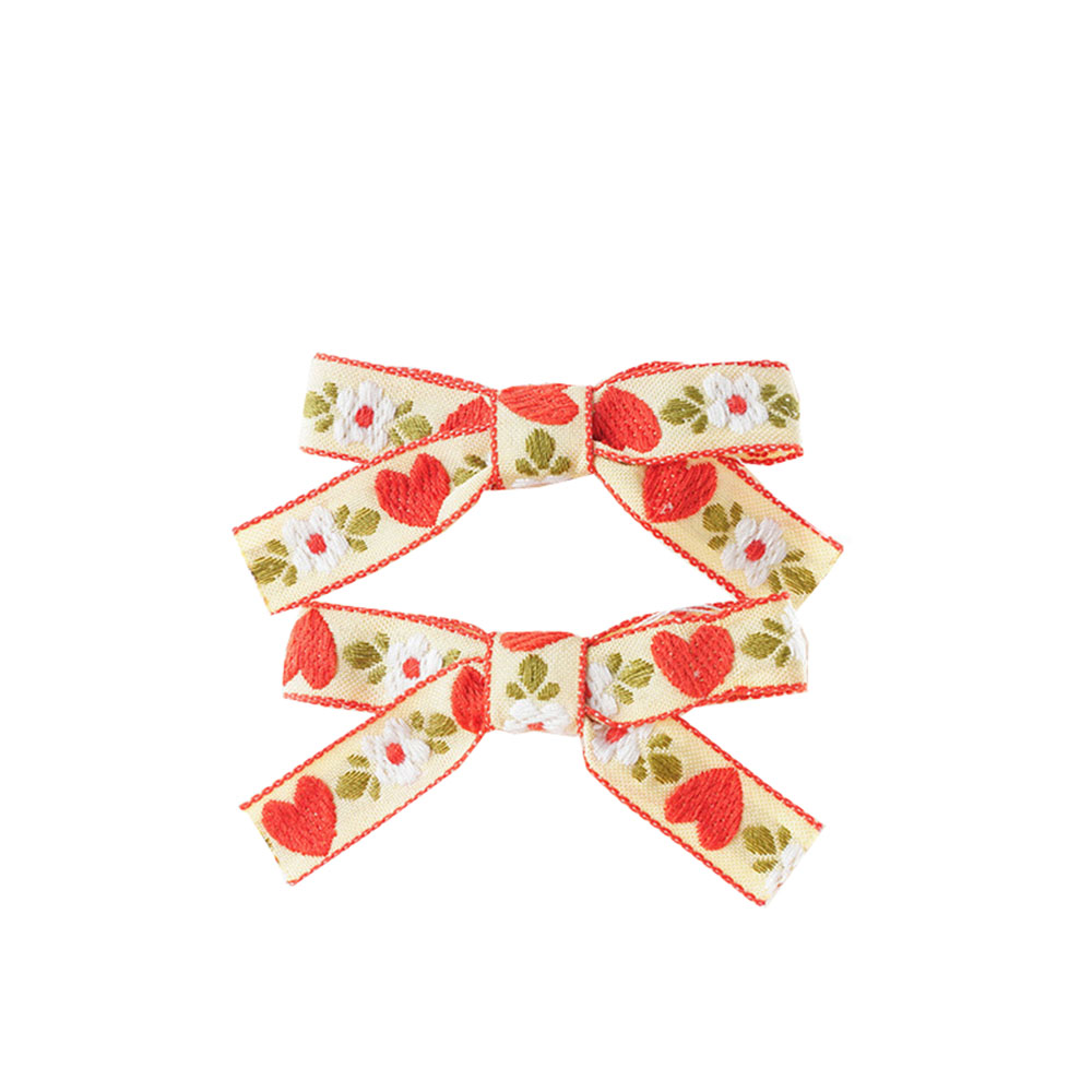 4 PCS Children's Embroidery Bow Hairpin Cute Multi-color Simple All-inclusive Duckbill Side Clip
