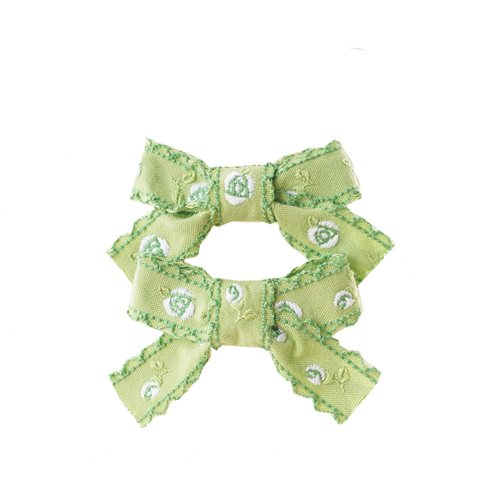 4 PCS Children's Embroidery Bow Hairpin Cute Multi-color Simple All-inclusive Duckbill Side Clip