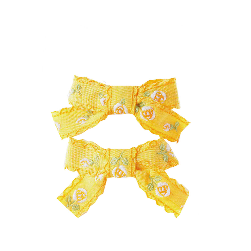 4 PCS Children's Embroidery Bow Hairpin Cute Multi-color Simple All-inclusive Duckbill Side Clip
