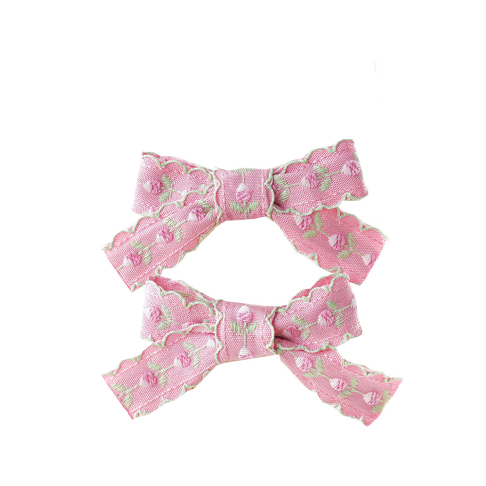 4 PCS Children's Embroidery Bow Hairpin Cute Multi-color Simple All-inclusive Duckbill Side Clip