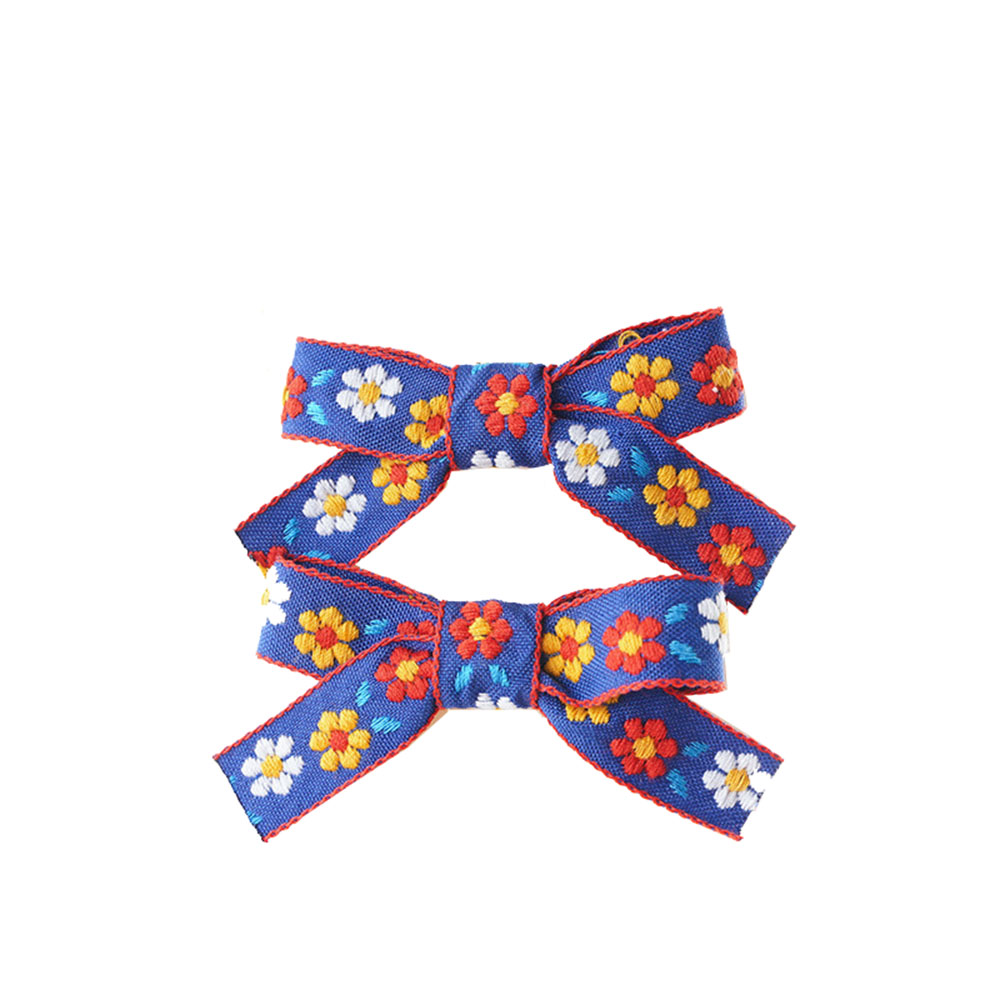 4 PCS Children's Embroidery Bow Hairpin Cute Multi-color Simple All-inclusive Duckbill Side Clip