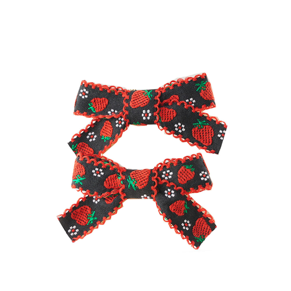 4 PCS Children's Embroidery Bow Hairpin Cute Multi-color Simple All-inclusive Duckbill Side Clip