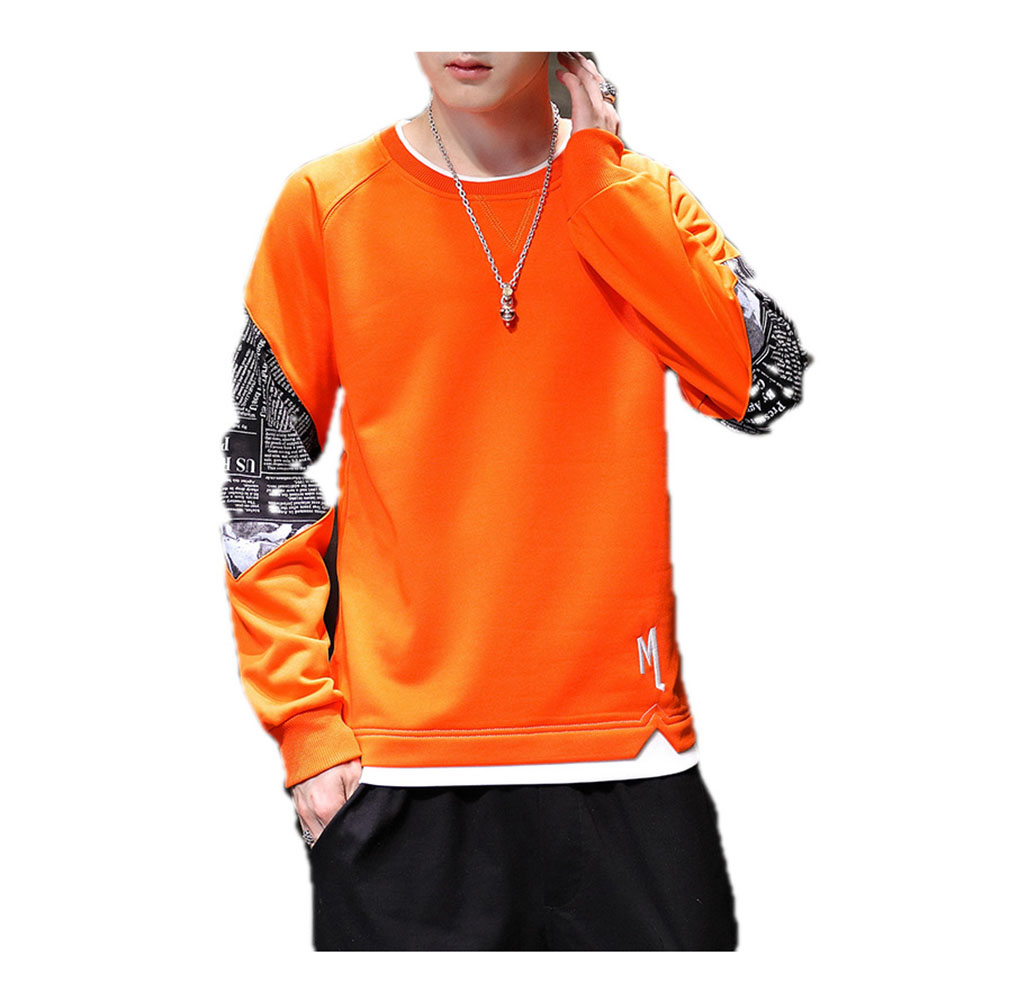 New Trendy Brand Pullover Sweater Men's Stitching Printing Fashion Long-sleeved Bottoming Shirt