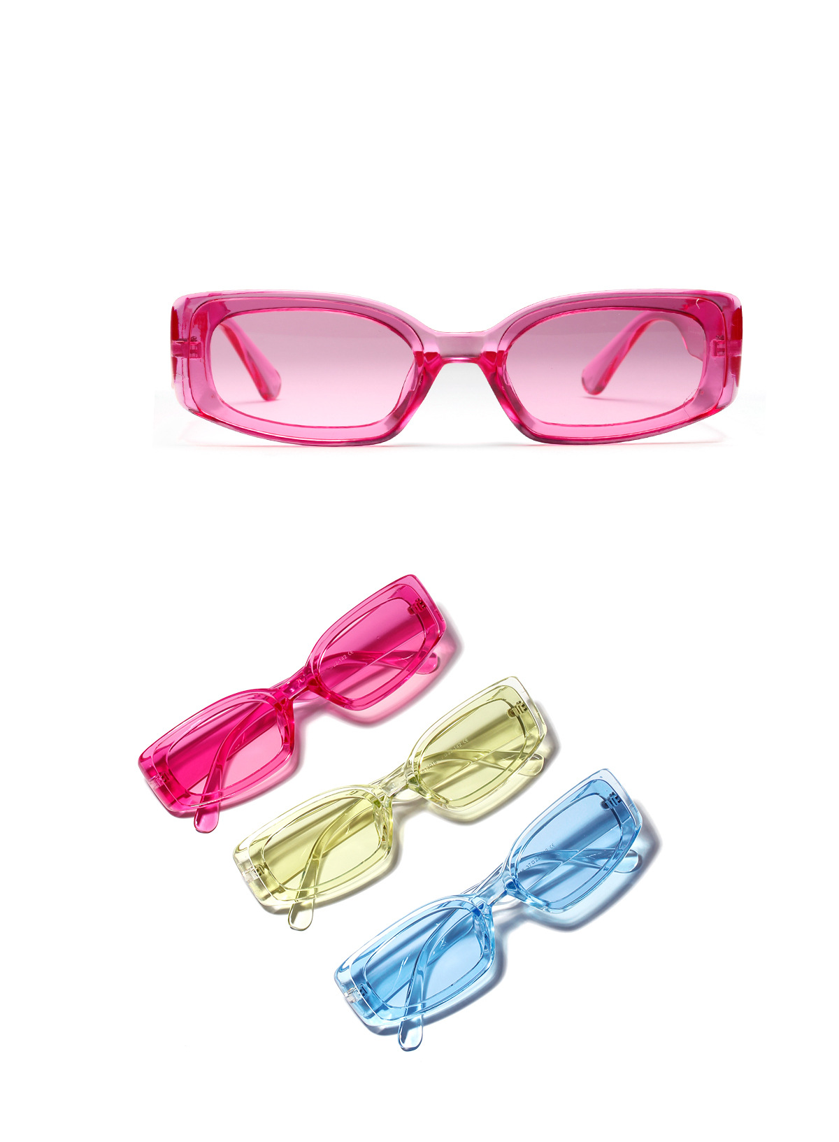 Candy Color Square Sunglasses Female Color (glasses + Box + Storage Bag + Cleaning Cloth)