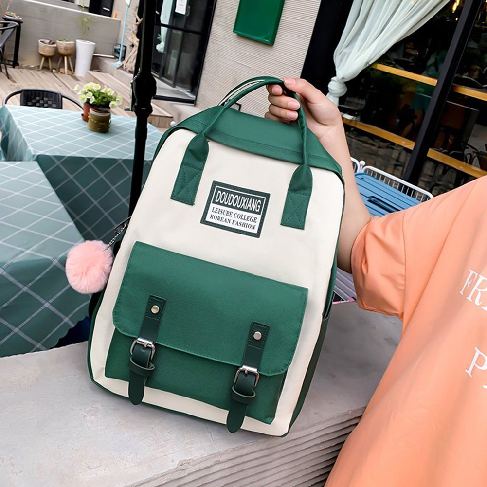 5pcs/Set Girls Canvas Travel Backpack Women Bookbags Teen Student Schoolbag Travel Bag