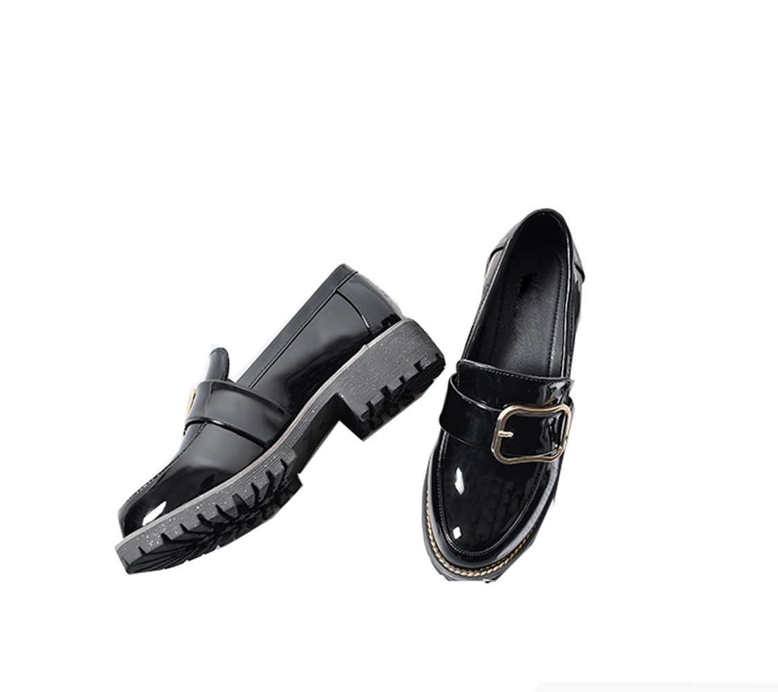 British Style Women's Shoes Harajuku Style Flat Patent Leather Small Leather Shoes Cute Style