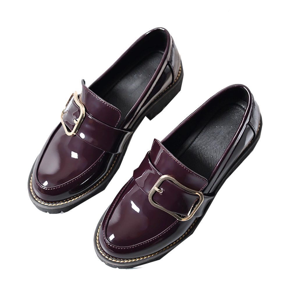 British Style Women's Shoes Harajuku Style Flat Patent Leather Small Leather Shoes Cute Style