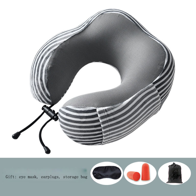 U-shaped Pillow Memory Foam Travel Neck Pillow Car and Airplane Nap, Magnetic Cloth U-shaped PilloW