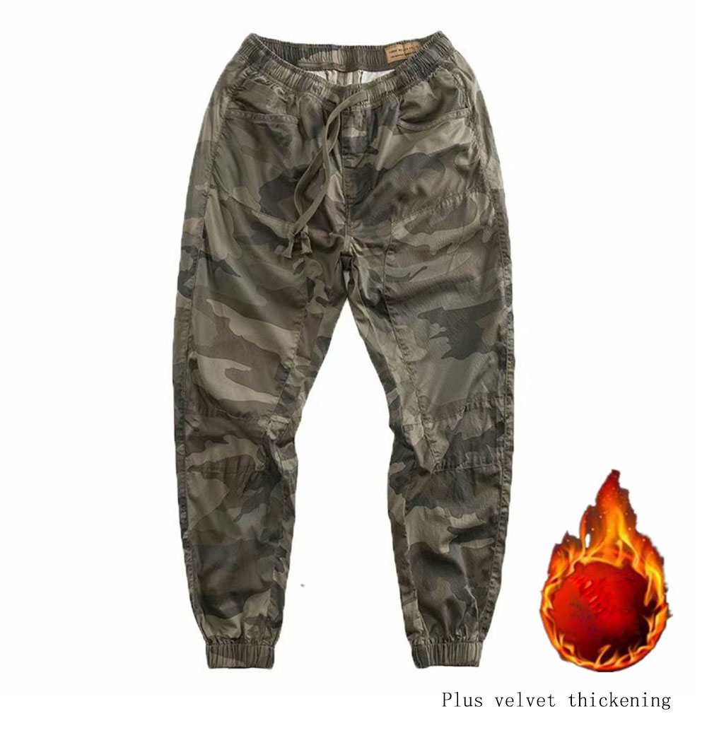 Men's Camouflage Pants Plus Velvet Thickening Tide Brand Autumn and Winter Trend Casual Trousers