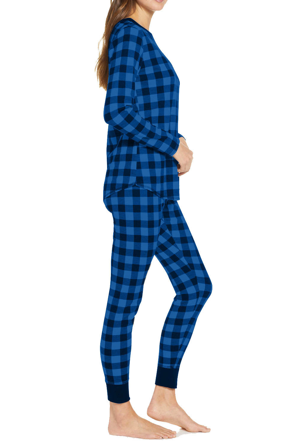 DCMINI Autumn and Winter Home Service Suit Women's Plaid Long-sleeved Trousers Warm Home Pajamas