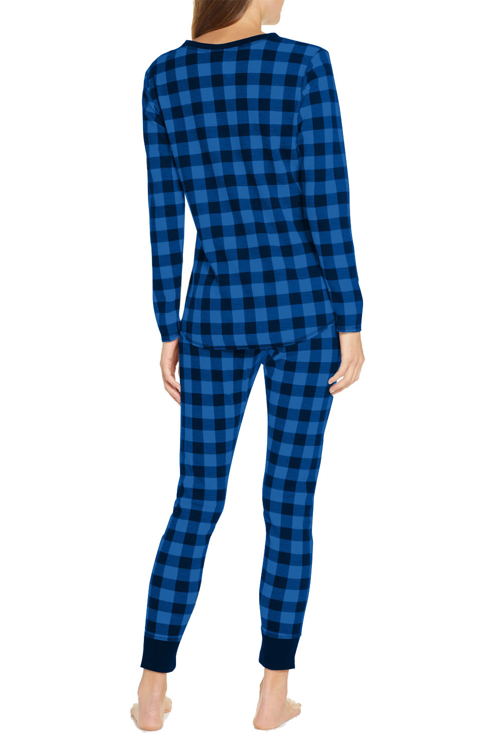 DCMINI Autumn and Winter Home Service Suit Women's Plaid Long-sleeved Trousers Warm Home Pajamas