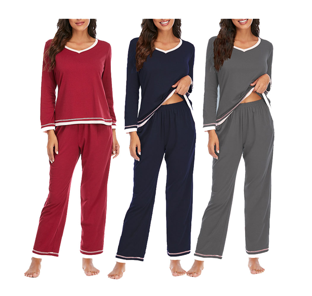DCMINI Home Service Women Modal Pajamas Long Sleeve Suit Pajamas Women's Suit