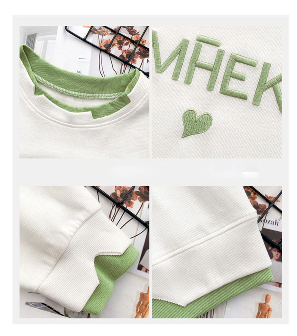 New Letter Embroidery Sweater Women Ins Loose Wild Fake Two Long-sleeved T-shirt Tide