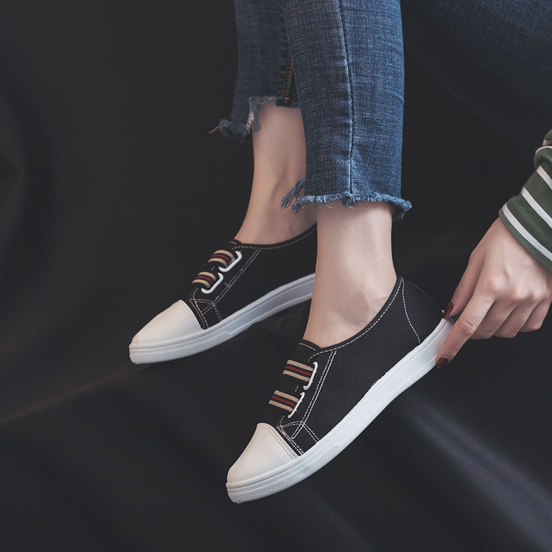 Elastic Band Canvas Shoes All-match Korean Style Flat Student Casual Shoes