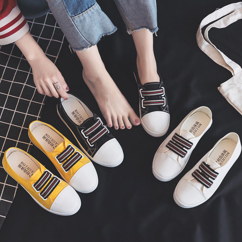 Elastic Band Canvas Shoes All-match Korean Style Flat Student Casual Shoes