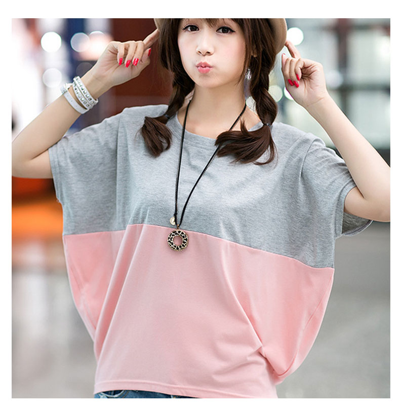 Top summer Korean version of large size women's loose bat shirt short sleeve T-shirt t-shirt