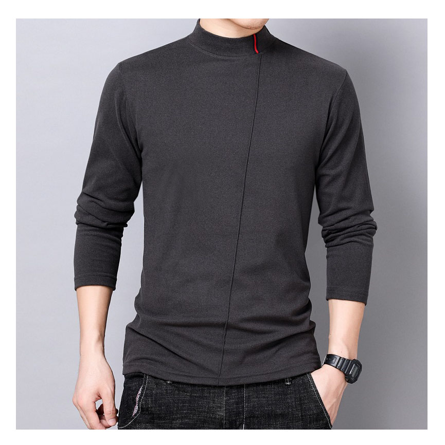 Base Single-wear T-shirt Cationic Cotton Stretch Skin-friendly Fleece Texture Turtleneck Top