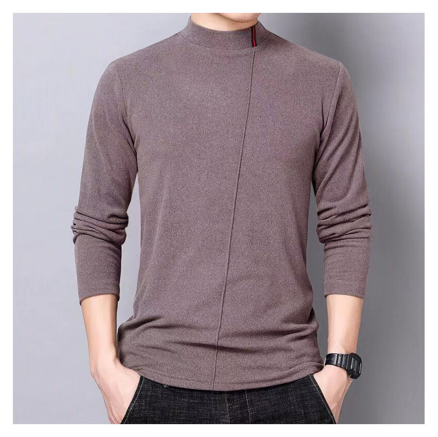 Base Single-wear T-shirt Cationic Cotton Stretch Skin-friendly Fleece Texture Turtleneck Top