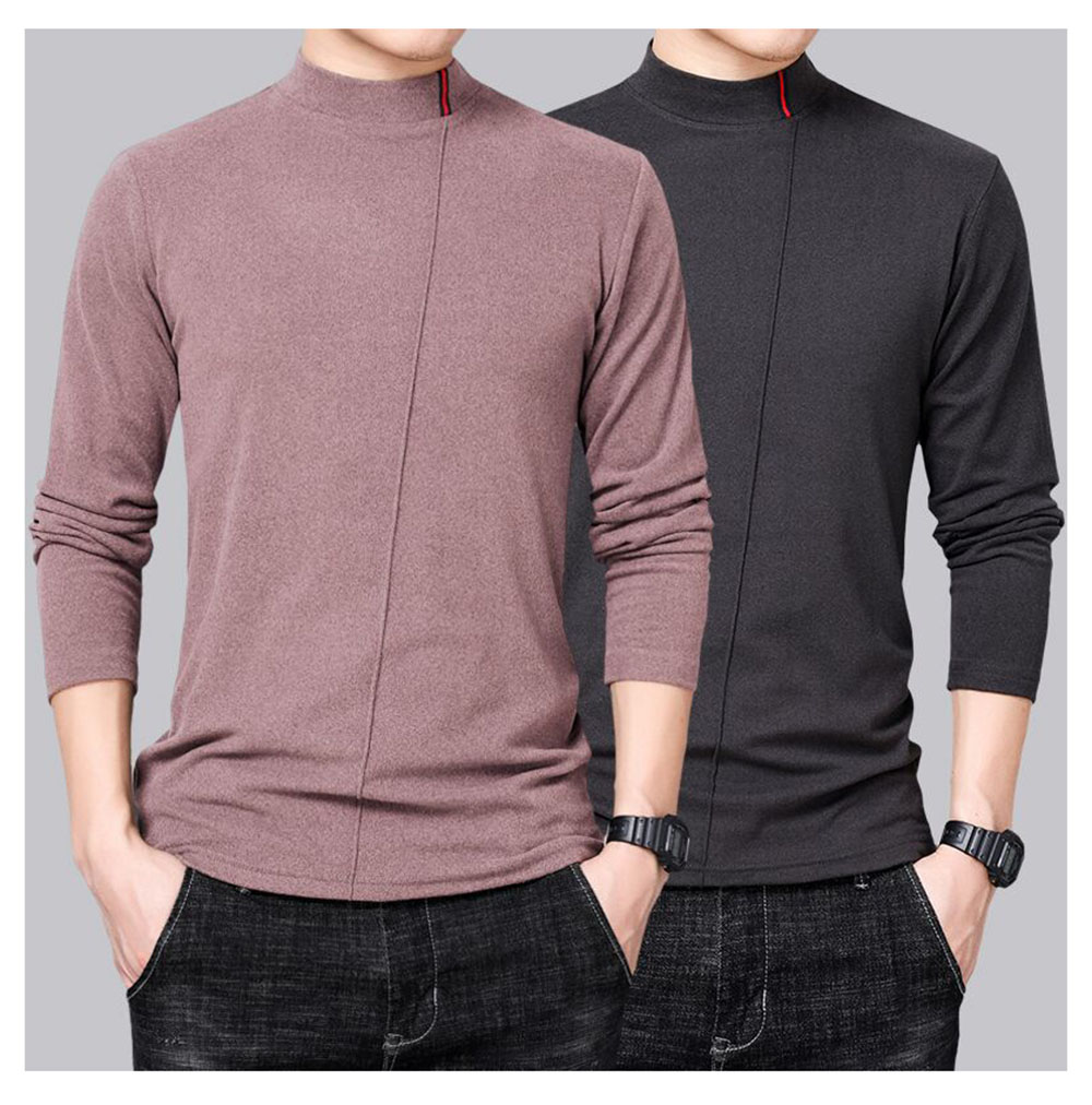 Base Single-wear T-shirt Cationic Cotton Stretch Skin-friendly Fleece Texture Turtleneck Top