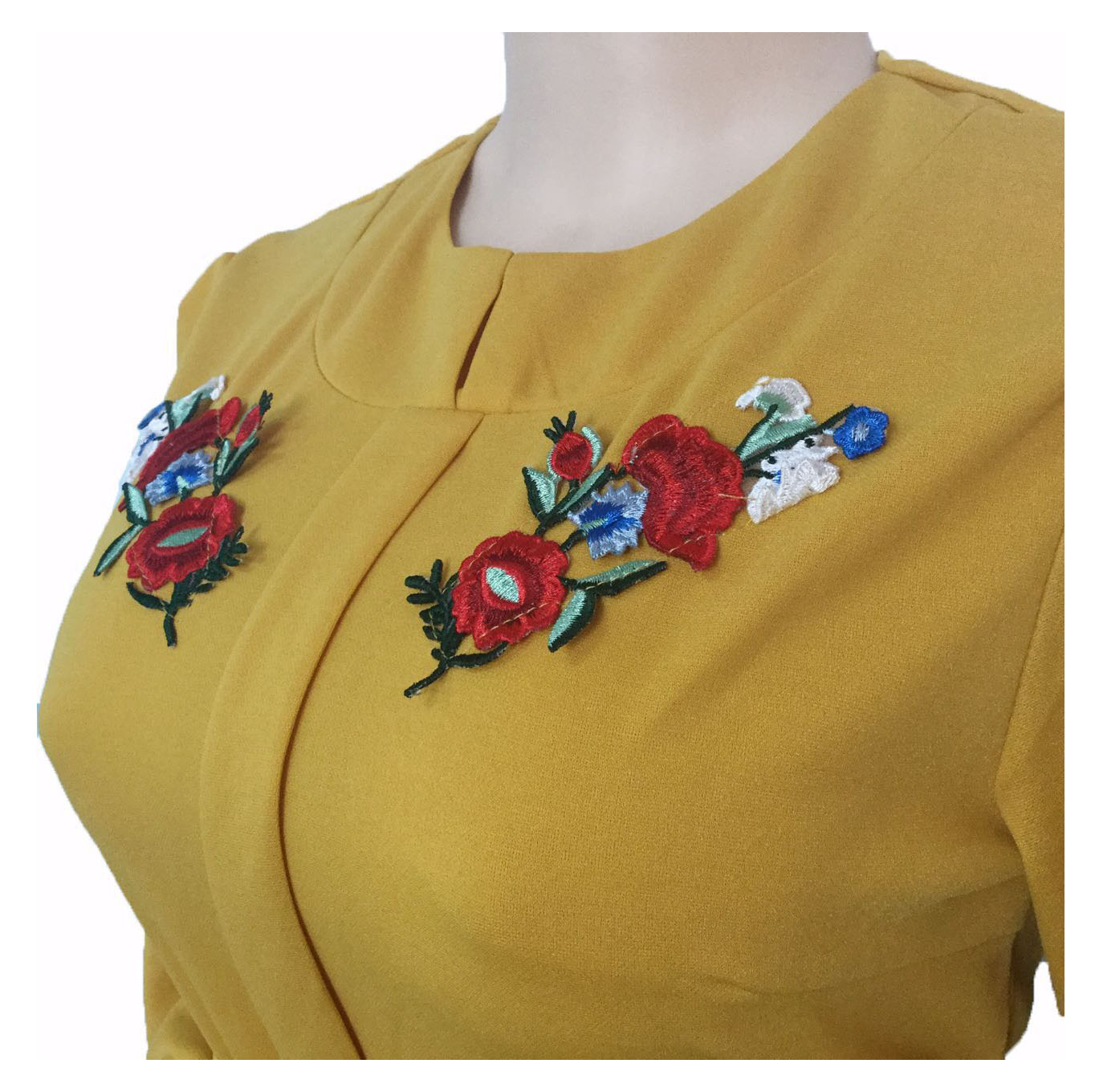 Explosive Women's Embroidered Double-collar Pleated Commuter Plus Size Waist Dress