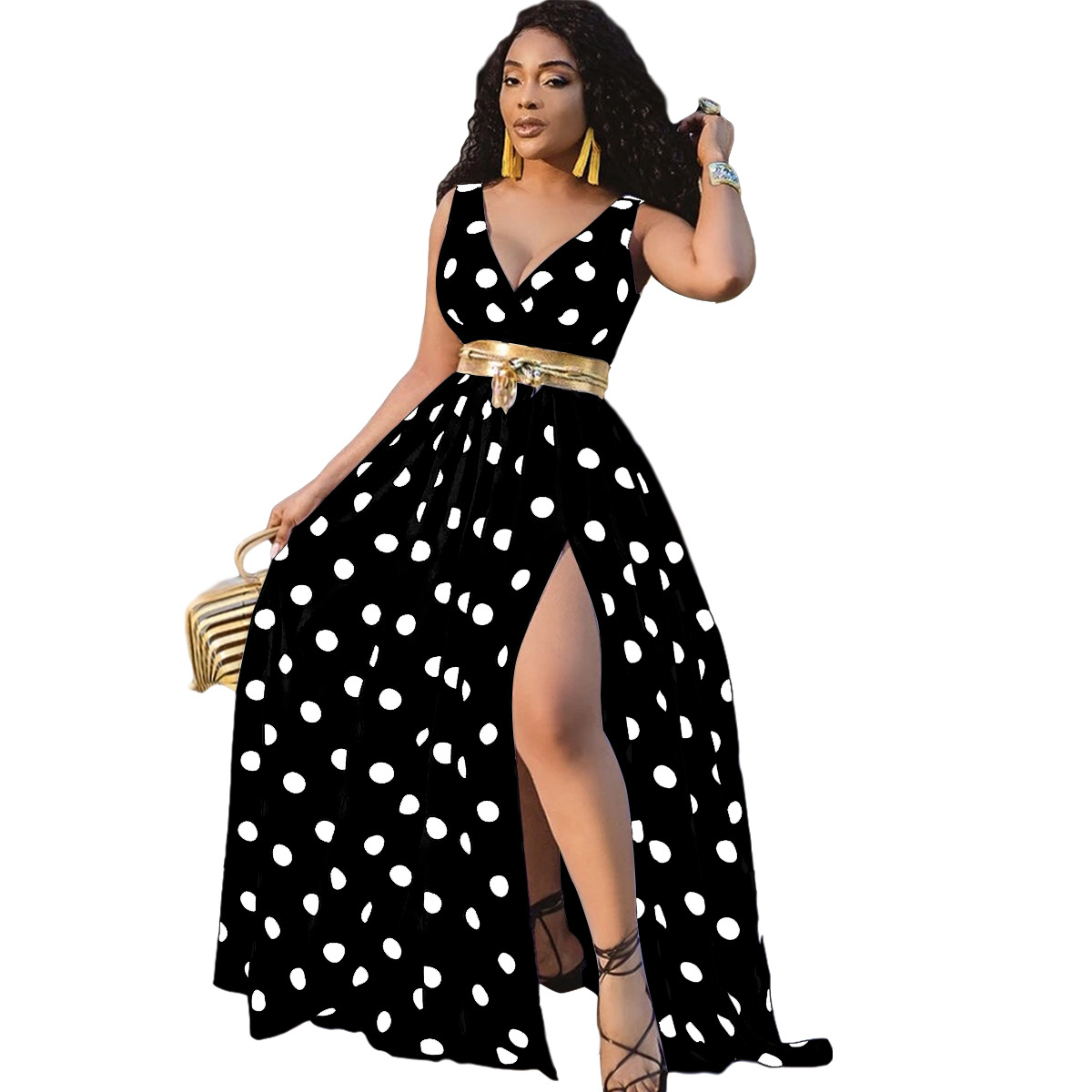 Explosive Fashion Digital Printing Polka Dot Pattern Dress Plus Size Trendy Long Skirt
