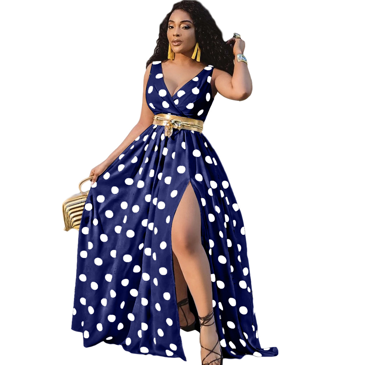 Explosive Fashion Digital Printing Polka Dot Pattern Dress Plus Size Trendy Long Skirt