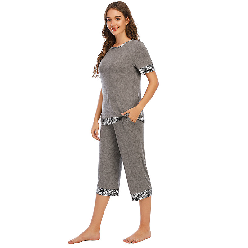DCMINI New Women's Loose Modal Home Wear Pajamas Women Short Sleeve Suit
