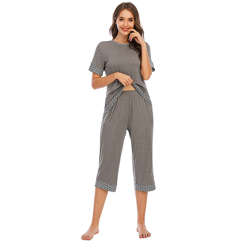 DCMINI New Women's Loose Modal Home Wear Pajamas Women Short Sleeve Suit