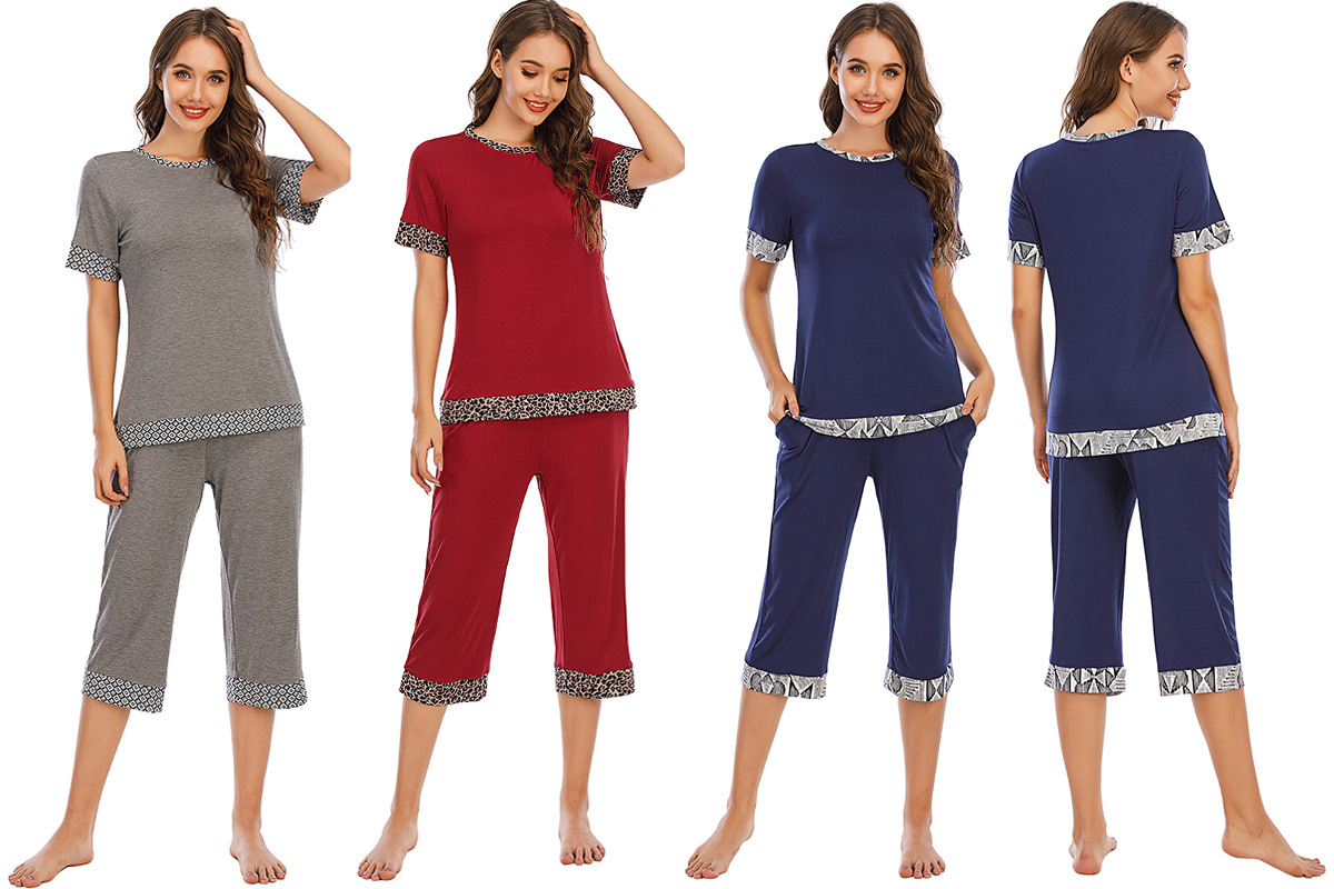 DCMINI New Women's Loose Modal Home Wear Pajamas Women Short Sleeve Suit