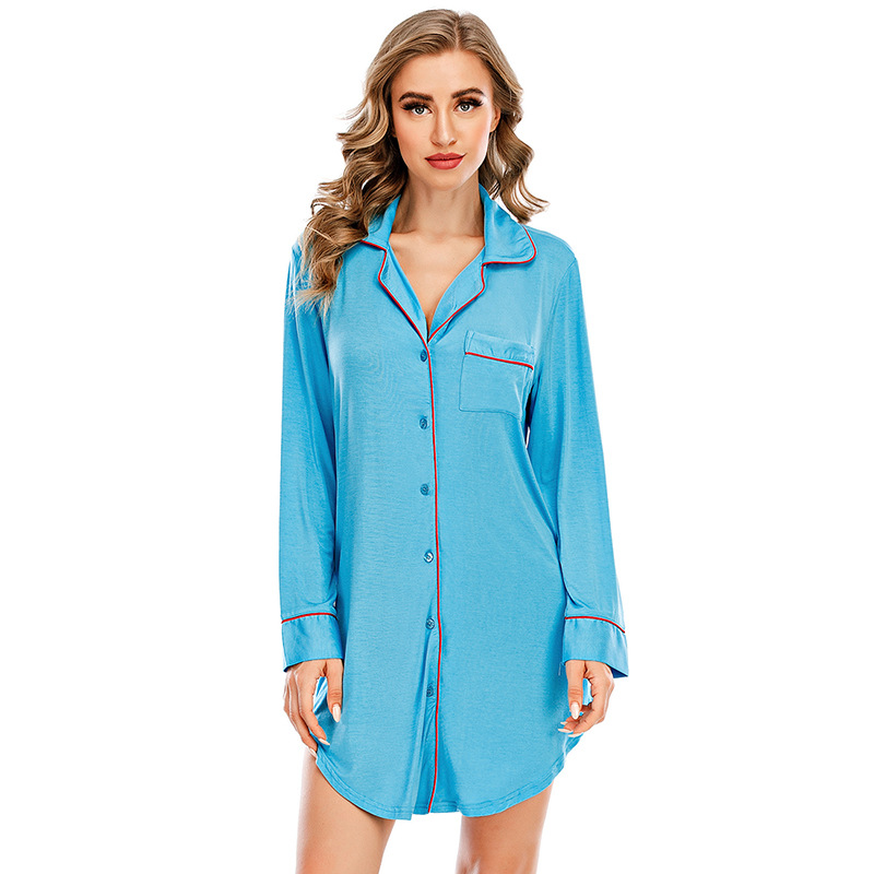 DCMINI Women's Pajamas Long Sleeves Sexy Modal Mid-length Pajamas Loose-fitting, Go Out Home Service