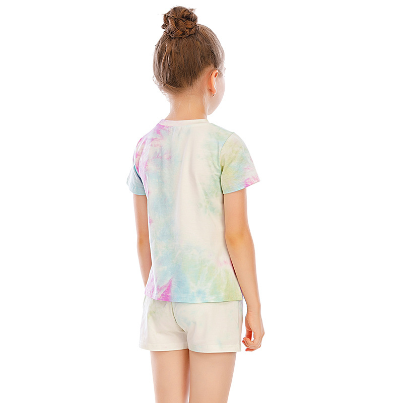 DCMINI Summer Cotton Tie-dye Suit Home Children&apos;s Home Clothes, Gradient Suit, Short-sleeved Pajamas