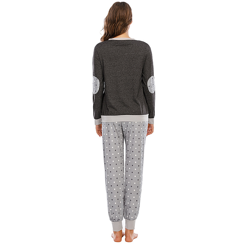 DCMINI Comfortable Long Sleeve Ladies Home Wear Polka Dot Autumn and Winter Pajamas Two-piece