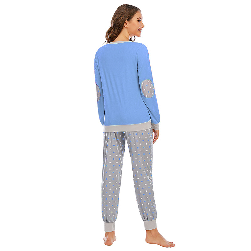 DCMINI Comfortable Long Sleeve Ladies Home Wear Polka Dot Autumn and Winter Pajamas Two-piece