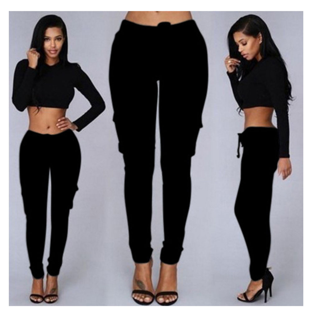 Women's Pencil Pants Multi-pocket Drawstring Lace-up Women's Casual Pants Multi-color Optional 4XL